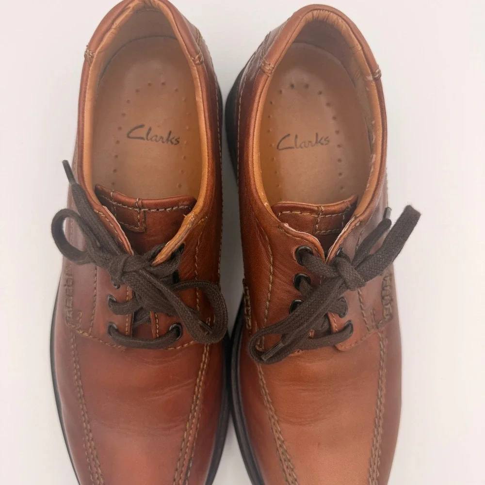 Clarks Colson Over Oxford Bicycle Toe Leather Brown Size 8 M